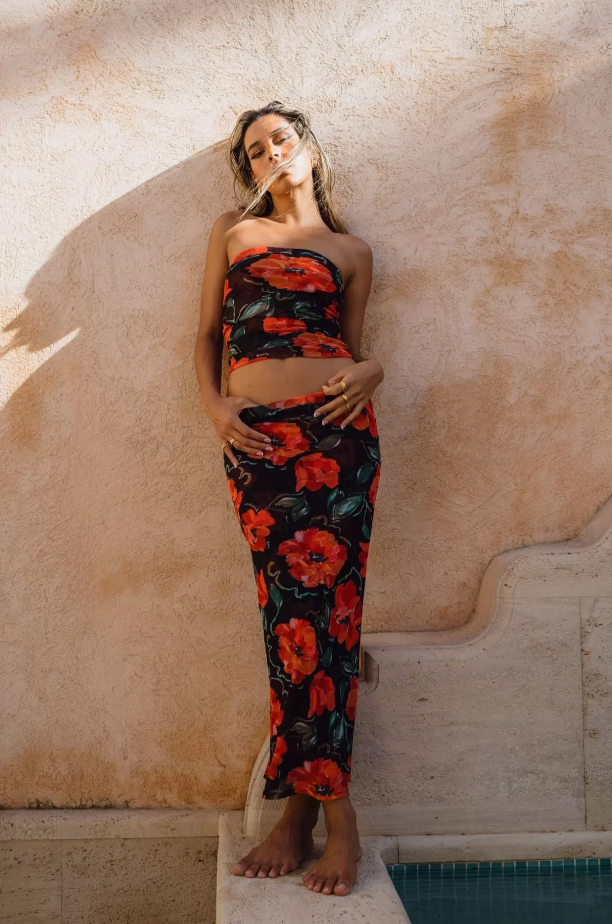 clyde_mesh_skirt_in_poppy_2.webp New Clyde Mesh Skirt In Poppy Women Bottoms