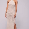 Online Sky Halter In Natural Women Dresses